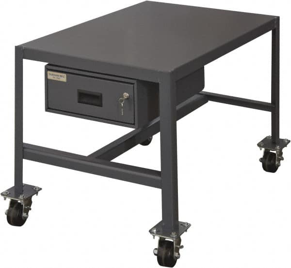 Durham - Machine Work Table with Drawer - Steel, Gray, 48" Long x 24" Deep x 18" High - Benchmark Tooling