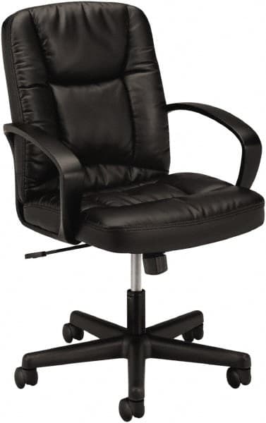 Basyx - 38-3/4" High Executive Mid Back Chair - 25" Wide x 34-1/2" Deep, Leather Seat, Black - Benchmark Tooling