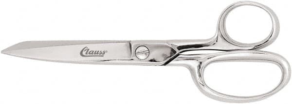 Clauss - 3" LOC, 6" OAL Chrome Plated Straight Trimmers - Steel Straight Handle, For Paper, Fabric - Benchmark Tooling