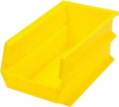 Triton - 14-3/4" Deep, Yellow Polypropylene Hopper Stacking Bin - 7" High x 8-1/4" Wide x 14-3/4" Long - Benchmark Tooling