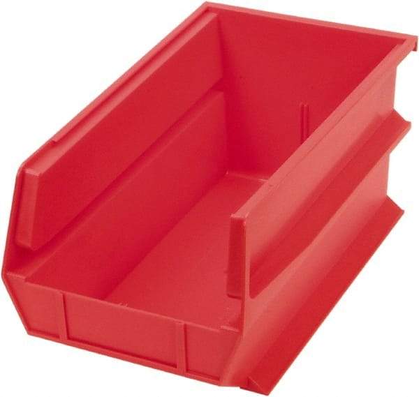 Triton - 14-3/4" Deep, Red Polypropylene Hopper Stacking Bin - 7" High x 8-1/4" Wide x 14-3/4" Long - Benchmark Tooling