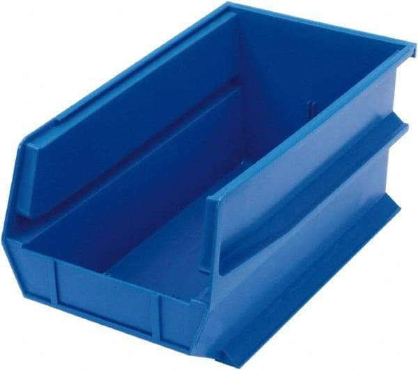 Triton - 14-3/4" Deep, Blue Polypropylene Hopper Stacking Bin - 7" High x 8-1/4" Wide x 14-3/4" Long - Benchmark Tooling