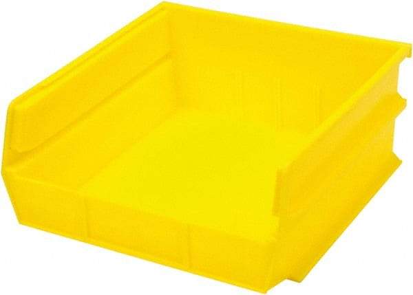 Triton - 10-7/8" Deep, Yellow Polypropylene Hopper Stacking Bin - 5" High x 11" Wide x 10-7/8" Long - Benchmark Tooling