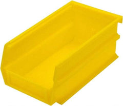 Triton - 7-3/8" Deep, Yellow Polypropylene Hopper Stacking Bin - 3" High x 4-1/8" Wide x 7-3/8" Long - Benchmark Tooling