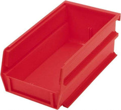 Triton - 7-3/8" Deep, Red Polypropylene Hopper Stacking Bin - 3" High x 4-1/8" Wide x 7-3/8" Long - Benchmark Tooling