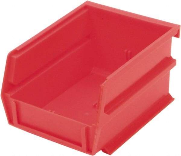 Triton - 5-3/8" Deep, Red Polypropylene Hopper Stacking Bin - 3" High x 4-1/8" Wide x 5-3/8" Long - Benchmark Tooling