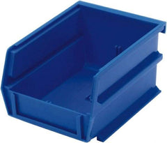 Triton - 5-3/8" Deep, Blue Polypropylene Hopper Stacking Bin - 3" High x 4-1/8" Wide x 5-3/8" Long - Benchmark Tooling