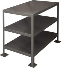 Durham - 36 Wide x 24" Deep x 30" High, Steel Machine Work Table - Flat Top, Rounded Edge, Fixed Legs, Gray - Benchmark Tooling