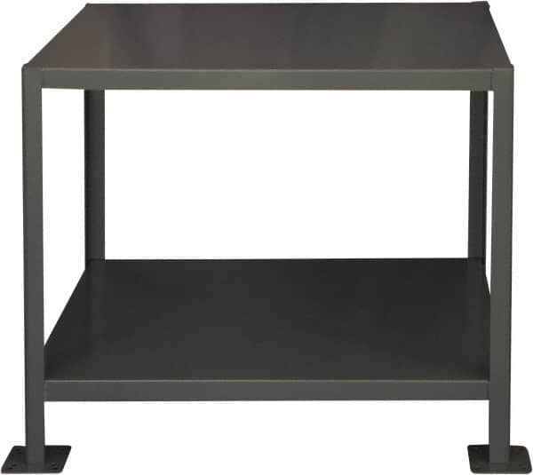 Durham - 48 Wide x 24" Deep x 36" High, Steel Machine Work Table - Flat Top, Rounded Edge, Fixed Legs, Gray - Benchmark Tooling