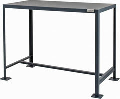 Durham - 48 Wide x 24" Deep x 36" High, Steel Machine Work Table - Flat Top, Rounded Edge, Fixed Legs, Gray - Benchmark Tooling