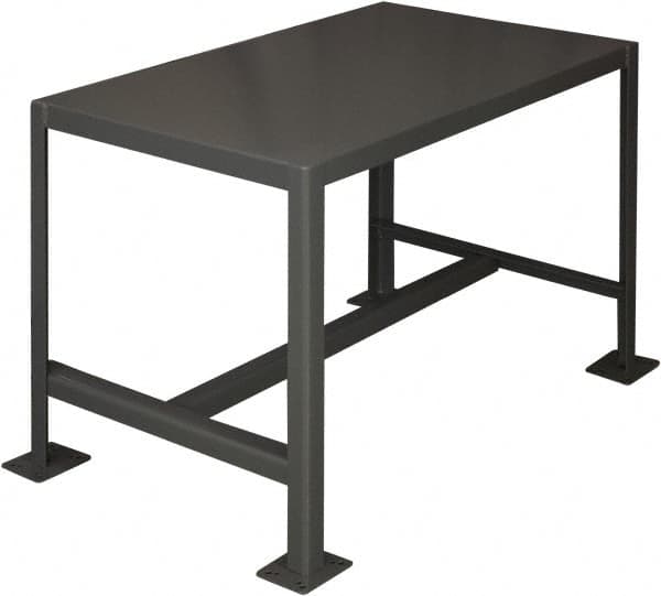 Durham - 24 Wide x 18" Deep x 36" High, Steel Machine Work Table - Flat Top, Rounded Edge, Fixed Legs, Gray - Benchmark Tooling