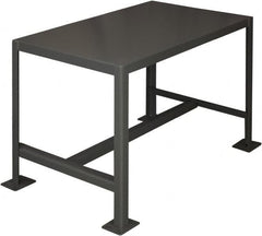 Durham - 48 Wide x 24" Deep x 24" High, Steel Machine Work Table - Flat Top, Rounded Edge, Fixed Legs, Gray - Benchmark Tooling