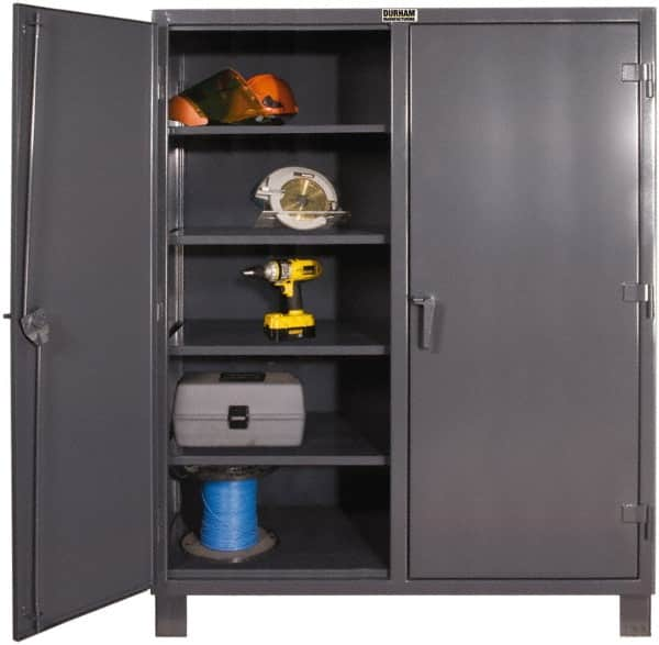 Durham - 6 Shelf Locking Storage Cabinet - Steel, 48" Wide x 24" Deep x 66" High, Gray - Benchmark Tooling