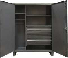 Durham - 3 Shelf Combination Storage Cabinet - Steel, 48" Wide x 24" Deep x 78" High, Gray - Benchmark Tooling