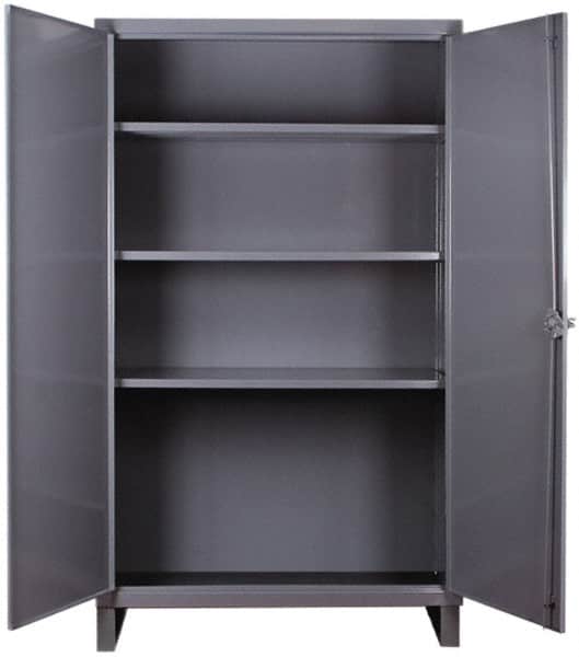 Durham - 3 Shelf Locking Storage Cabinet - Steel, 36" Wide x 24" Deep x 66" High, Gray - Benchmark Tooling