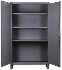 Durham - 3 Shelf Locking Storage Cabinet - Steel, 60" Wide x 24" Deep x 66" High, Gray - Benchmark Tooling