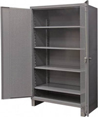 Durham - 4 Shelf Pegboard Storage Cabinet - Steel, 60" Wide x 24" Deep x 78" High, Gray - Benchmark Tooling