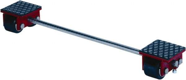 GKS - 6,600 Lb Capacity Steel Machine Dolly - 5.9" Long x 39.4" Wide x 4.3" High, 3.3" Wheels - Benchmark Tooling