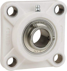 Value Collection - 1" ID, 3-3/4" OAL x 1-7/16" OAH 4-Bolt Flange Mounted Bearing - 1,764 Lb Static Cap, 3,147 Lb Dyn Cap, 2-3/4" Btw Mnt Hole Ctrs, 43/64" Base-to-Ctr Ht, Thermoplastic - Benchmark Tooling