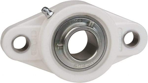 Value Collection - 5/8" ID, 4-7/16" OAL x 1-5/16" OAH 2-Bolt Flange Mounted Bearing - 1,495 Lb Static Cap, 2,877 Lb Dyn Cap, 3-35/64" Btw Mnt Hole Ctrs, 19/32" Base-to-Ctr Ht, Thermoplastic - Benchmark Tooling