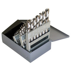 ‎1/16-1/2 RHS / RHC HSS 118 Degree Radial Point General Purpose Screw Machine Length Drill Set - Bright - Exact Industrial Supply