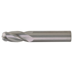 ‎1/8″ Dia. × 1/8″ Shank × 1/4″ DOC × 1-1/2″ OAL, Carbide TiCN, Spiral , 4 Flute, CW Helix, Round, Ballnose End Mill - Exact Industrial Supply
