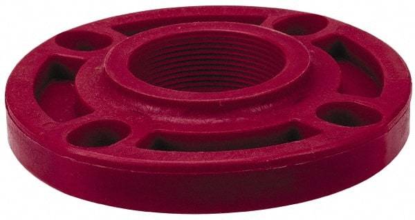 NIBCO - 2" Pipe, 6" OD, PVDF Threaded Pipe Flange - Schedule 80, Red - Benchmark Tooling