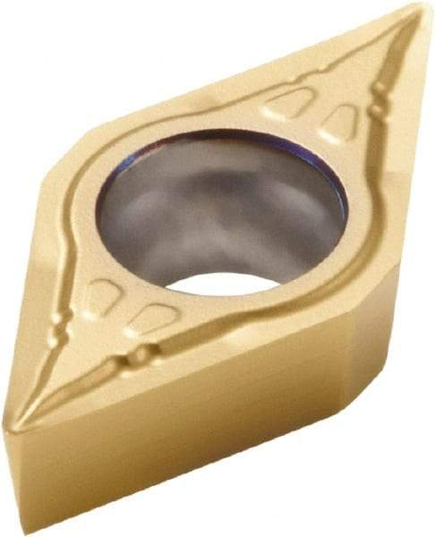 Seco - DCMT21.52 F1 Grade CP500 Carbide Turning Insert - TiAlN/TiN Finish, 55° Diamond, 1/4" Inscr Circle, 3/32" Thick, 1/32" Corner Radius - Benchmark Tooling