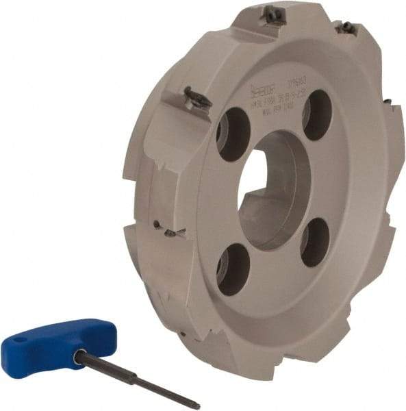 Iscar - 9 Inserts, 8" Cut Diam, 2-1/2" Arbor Diam, 0.56" Max Depth of Cut, Indexable Square-Shoulder Face Mill - 0/90° Lead Angle, 2-1/2" High, AD..1505.. & HM90 AD..1505.. Insert Compatibility, Series HM90 - Benchmark Tooling