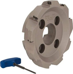 Iscar - 9 Inserts, 8" Cut Diam, 2-1/2" Arbor Diam, 0.56" Max Depth of Cut, Indexable Square-Shoulder Face Mill - 0/90° Lead Angle, 2-1/2" High, AD..1505.. & HM90 AD..1505.. Insert Compatibility, Series HM90 - Benchmark Tooling