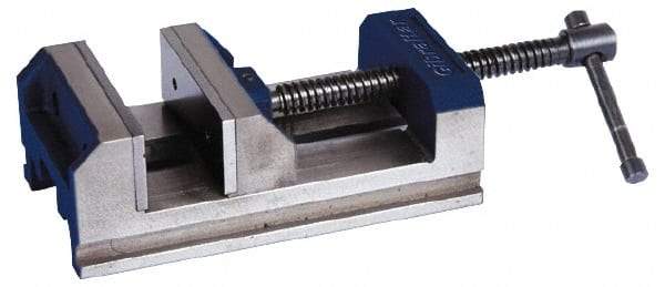 Gibraltar - 6" Jaw Opening Capacity x 2" Throat Depth, Horizontal Drill Press Vise - 6" Wide x 2" High Jaw, Stationary Base, Standard Speed, 11-15/16" OAL x 3-1/2" Overall Height - Benchmark Tooling