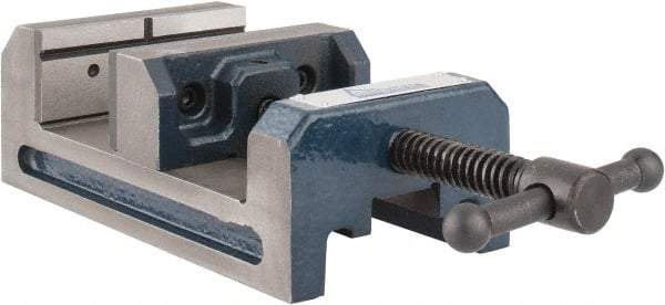 Gibraltar - 4" Jaw Opening Capacity x 1-1/2" Throat Depth, Horizontal Drill Press Vise - 4" Wide Jaw, Stationary Base, Standard Speed, 7-5/16" OAL x 2-11/16" Overall Height - Benchmark Tooling