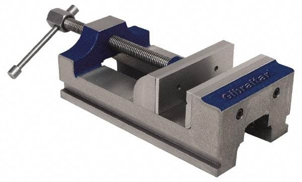 Gibraltar - 3" Jaw Opening Capacity x 1-3/4" Throat Depth, Horizontal Drill Press Vise - 3" Wide Jaw, Stationary Base, Standard Speed, 7-1/2" OAL, Cast Iron - Benchmark Tooling