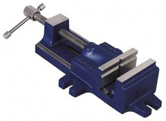 Gibraltar - 4" Jaw Opening Capacity x 1-1/2" Throat Depth, Horizontal Drill Press Vise - 3-1/2" Wide Jaw, Stationary Base, Standard Speed, 12-1/2" OAL, Cast Iron - Benchmark Tooling