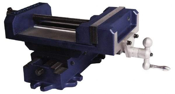 Gibraltar - 8" Jaw Opening Capacity x 2" Throat Depth, Horizontal Drill Press Vise - 8" Wide Jaw, Cross Slide Base, Standard Speed, 8" OAL x 7-1/4" Overall Height, Cast Iron - Benchmark Tooling