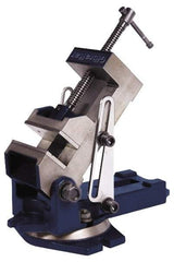 Gibraltar - 6" Jaw Width, 6" Jaw Opening Capacity, Angle Swivel Machine Vise - Manual Operation, 1 Station, 17-3/4" Long x 7-7/16" High x 2" Deep, 2" Jaw Height - Benchmark Tooling