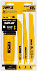 DeWALT - 6 Pieces, 8" to 9" Long x 0.04" Thickness, Bi-Metal Reciprocating Saw Blade Set - Straight Profile, 6 to 14 Teeth, Toothed Edge - Benchmark Tooling