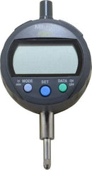 Mitutoyo - 0 to 12.7mm Range, 0.00005" Graduation, Electronic Drop Indicator - Lug-on-center Back, Accurate to 0.0001", English & Metric System, LCD Display - Benchmark Tooling