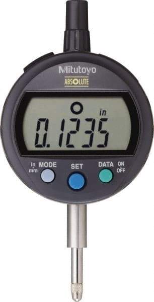 Mitutoyo - 0 to 12.7mm Range, 0.0005" Graduation, Electronic Drop Indicator - Lug Back, Accurate to 0.001", LCD Display - Benchmark Tooling