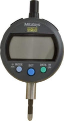 Mitutoyo - 0 to 12.7mm Range, 0.0005" Graduation, Electronic Drop Indicator - Lug-on-center Back, Accurate to 0.001", English & Metric System, LCD Display - Benchmark Tooling