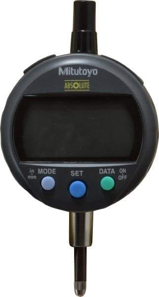 Mitutoyo - 0 to 12.7mm Range, 0.0005" Graduation, Electronic Drop Indicator - Flat Back, Accurate to 0.001", English & Metric System, LCD Display - Benchmark Tooling
