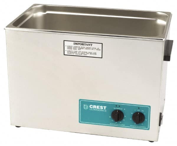 CREST ULTRASONIC - Bench Top Water-Based Ultrasonic Cleaner - 7 Gal Max Operating Capacity, Stainless Steel Tank, 368.3mm High x 533.4mm Long x 323.85mm Wide, 117 Input Volts - Benchmark Tooling