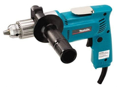 Makita - 1/2" Keyed Chuck, 550 RPM, Pistol Grip Handle Electric Drill - 6.5 Amps, 115 Volts, Reversible, Includes Chuck Key, Drill Chuck, Side Handle - Benchmark Tooling