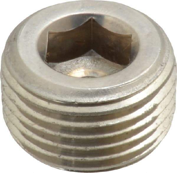Merit Brass - 3/8" Grade 316/316L Stainless Steel Pipe Hex Countersunk Plug - MNPT End Connections, 150 psi - Benchmark Tooling