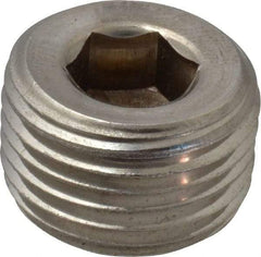 Merit Brass - 1/2" Grade 316/316L Stainless Steel Pipe Hex Countersunk Plug - MNPT End Connections, 150 psi - Benchmark Tooling