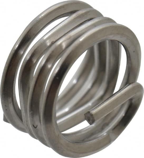 Heli-Coil - Single Insert, M5x0.8 Metric Coarse, 1D, Stainless Steel Screw Locking Insert - 4-1/8 Free Coils, 5mm Overall Length, 6.25 to 6.8mm Outside Diameter, with Tang, Bright Finish, 304 Material Grade - Exact Industrial Supply