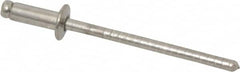 RivetKing - Size 42 Dome Head Stainless Steel Open End Blind Rivet - Stainless Steel Mandrel, 0.126" to 3/16" Grip, 1/4" Head Diam, 0.129" to 0.133" Hole Diam, 0.337" Length Under Head, 1/8" Body Diam - Benchmark Tooling