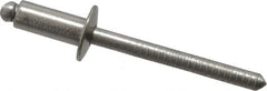 RivetKing - Size 64 Dome Head Stainless Steel Open End Blind Rivet - Stainless Steel Mandrel, 0.188" to 1/4" Grip, 3/8" Head Diam, 0.192" to 0.196" Hole Diam, 0.45" Length Under Head, 3/16" Body Diam - Benchmark Tooling