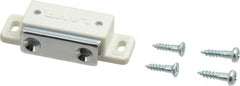 Sugatsune - 1.99" Long x 0.67" Wide x 0.47" High, Plastic & Steel Tension Catch - White Finish, 5.2 Magnetic Force, 1-3/16" Long Strike, 29/64" Wide Strike - Benchmark Tooling