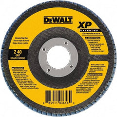 DeWALT - 60 Grit, 5" Disc Diam, 7/8" Center Hole, Type 27 Zirconia Alumina Flap Disc - 12,200 Max RPM, Cloth Backing, Arbor Attaching System, Coated - Benchmark Tooling